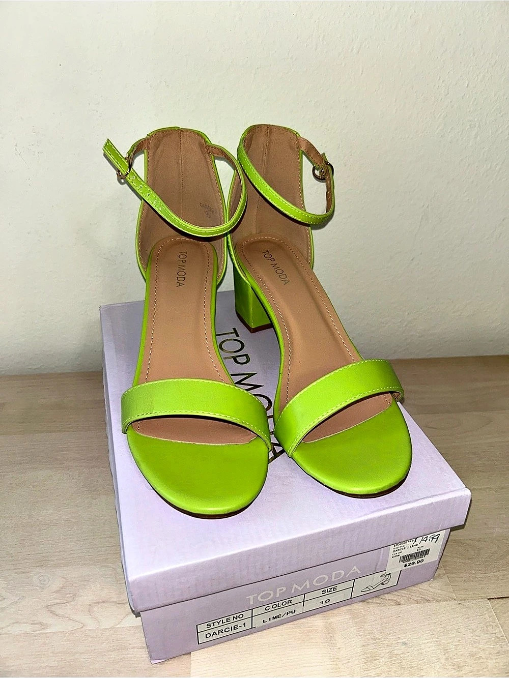 Top Moda DARCIE-1 Green Block Heel Sandals US 10